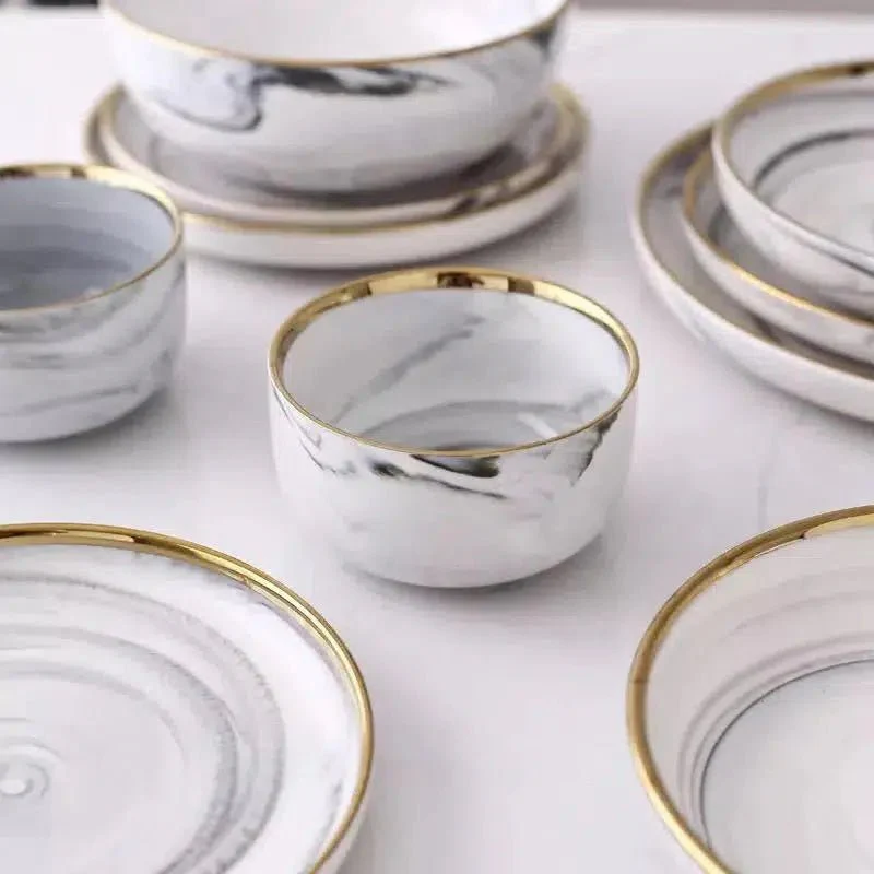 Marble Pattern Porcelain Plate Set - Image 2
