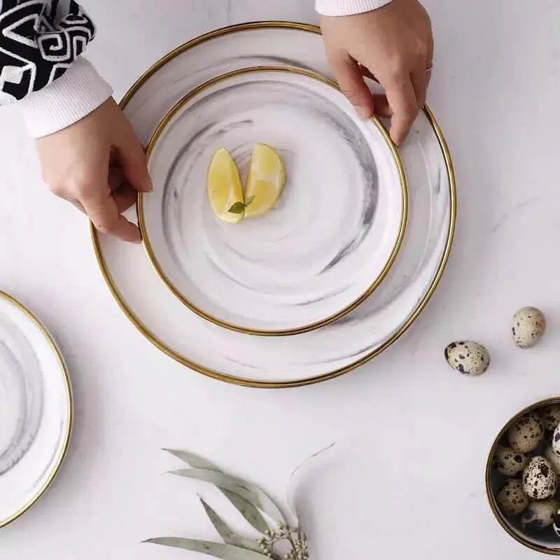 Marble Pattern Porcelain Plate Set - Image 3